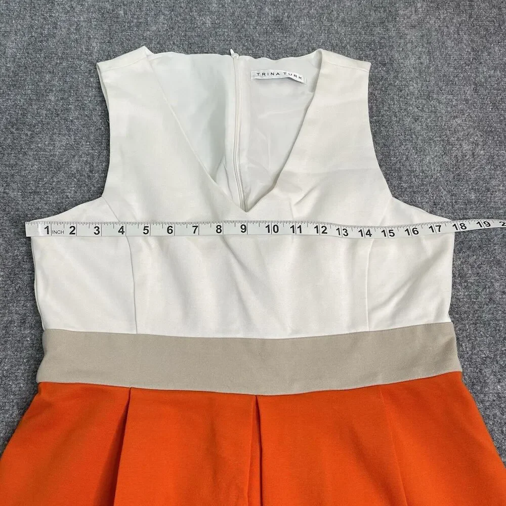 Trina Turk Dress Womens Size 8 Sleeveless V Neck Lined Lace Accent Zip Back Knit - Picture 7 of 12